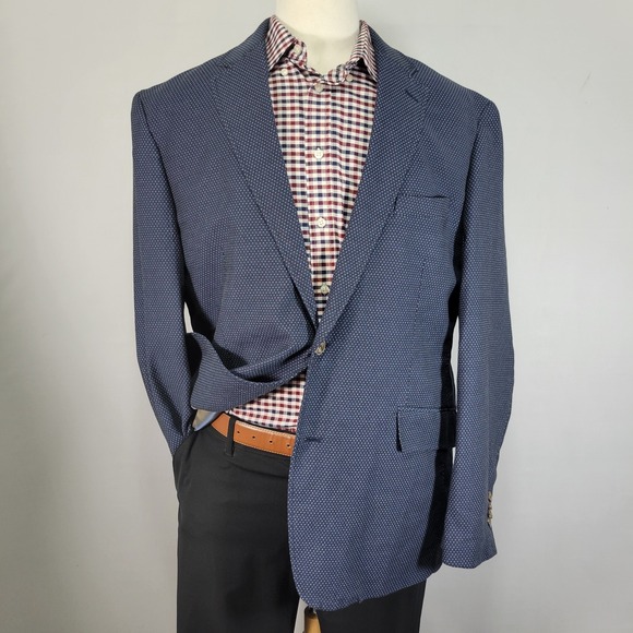 Joseph Abboud Men's Sport Coat Blazer Two Button Navy Polka Dots‎ Size XXL